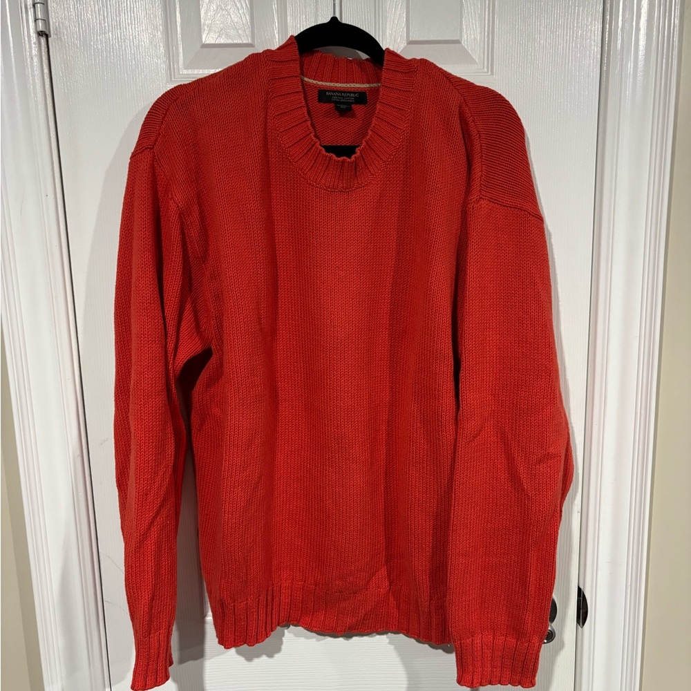 Banana Republic Men's Vibrant Red Crewneck Sweater